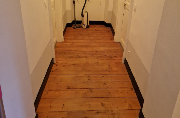 couloir d'un appartement avec parquet en bois